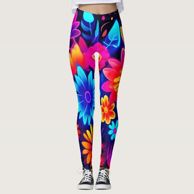 Legging Vibrant Neon Floral Art (Frente)