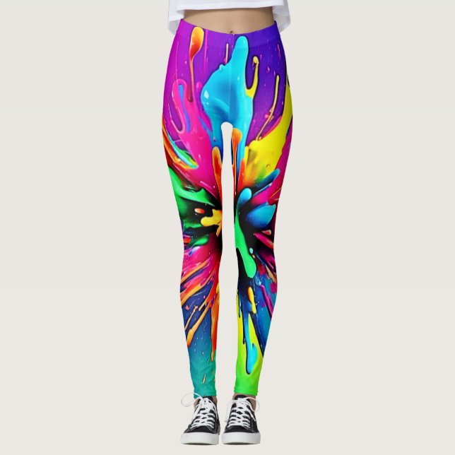 Legging Vibrant Paint Burst Design (Frente)