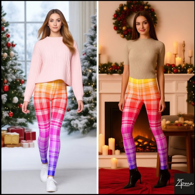 Legging Vibrant Rainbow Plaid Gradient Design (Criador carregado)