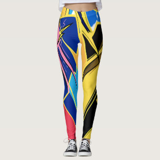 Legging Vibrant Stylized Portrait with Abstract Elements