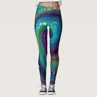 LEGGING "VIBRANT SWIRLS: A CAPTIVING MARBLING DIP DESIGN