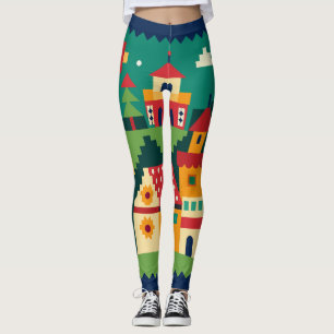 Legging Vibrant Village Art