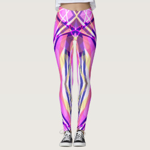 Legging Vibrante Cor-de-rosa-rosa azul-amarelo-branco-cinz