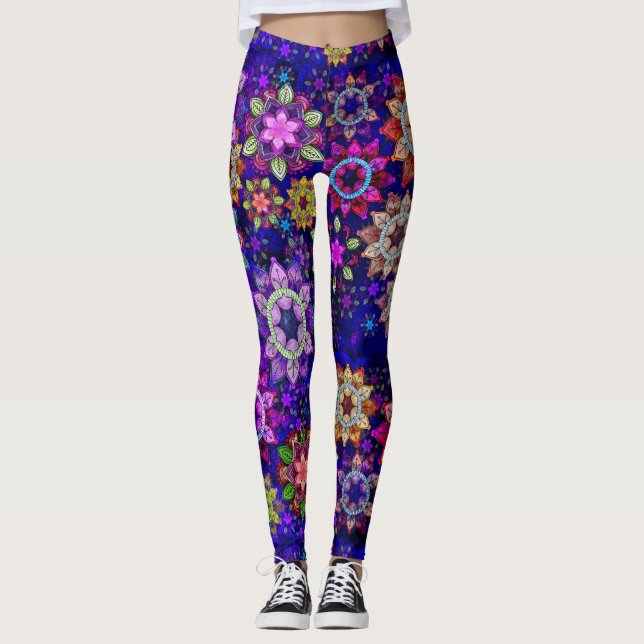 Legging Vibrante Explosão de Aquarela Mandalas (Frente)