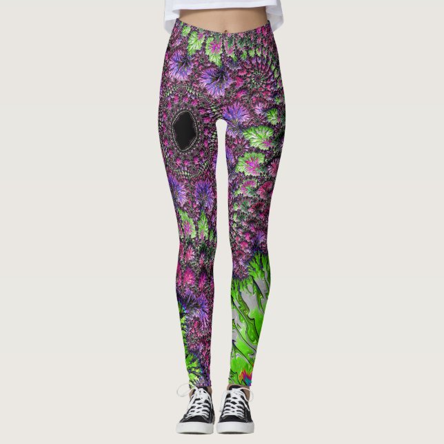 Legging Vibrante Neon Colorful Trippy Groovy Arte Fractal (Frente)