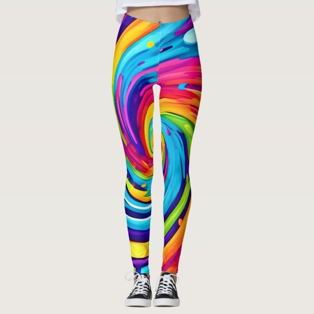 Legging Vibrante vórtice no relâmpago artístico (Frente)