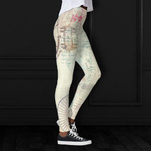 Legging Victorian Steampunk   Grunge de Aquarela Pastel