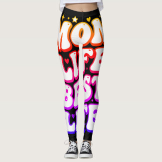 Legging Vida de Mãe Melhor Vida Retro Groovy Pôr do Sol Fe
