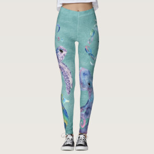 Legging Vida marinha da aguarela