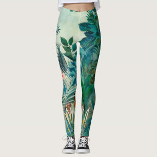 Legging Vida selvagem na pintura tropical da selva