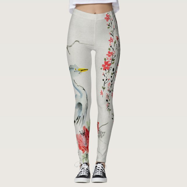 Legging Videiras & caneleiras florais japonesas do design (Frente)