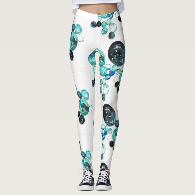 Legging Vidro-do-mar flores e bexiga (Frente)