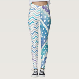 Legging Viga azul da aguarela, caneleiras das bolinhas