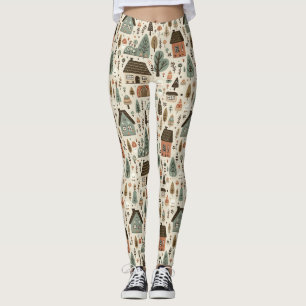 Legging Vila Caprichosa com Casas e Árvores
