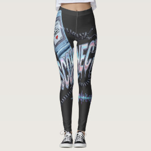 Legging Vin melancólico de telefone flip Y2K desconectado