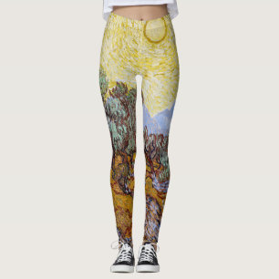 Legging Vincent van Gogh - Oliveiras, céu amarelo e sol
