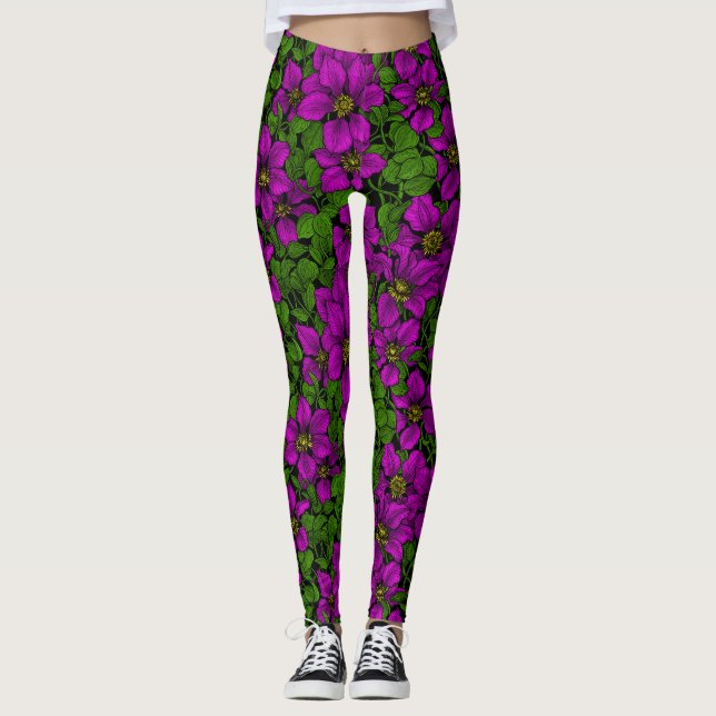 Legging Vinha de Clematis rosa (Frente)