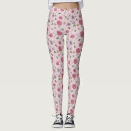 Legging Vinha Floral Rosa e Púrpura
