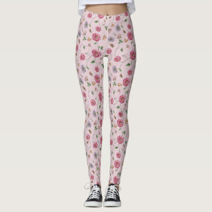 Legging Vinha Floral Rosa e Púrpura