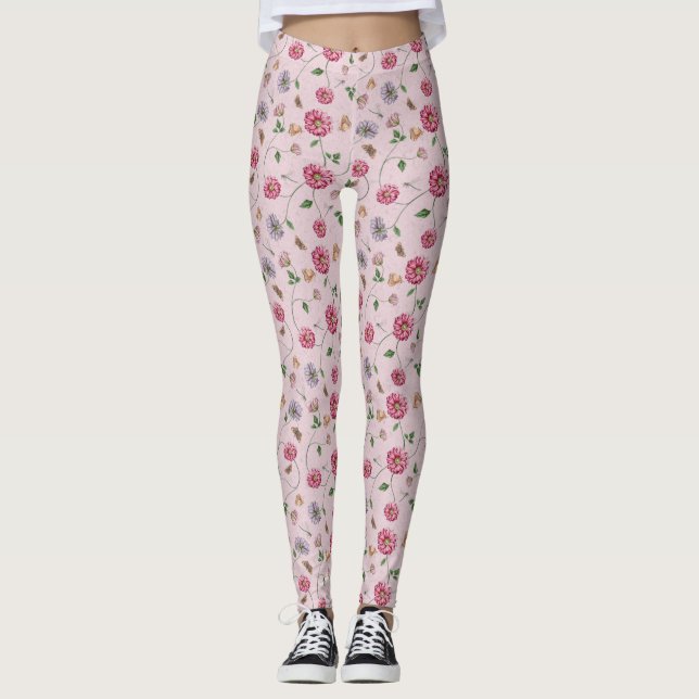 Legging Vinha Floral Rosa e Púrpura (Frente)