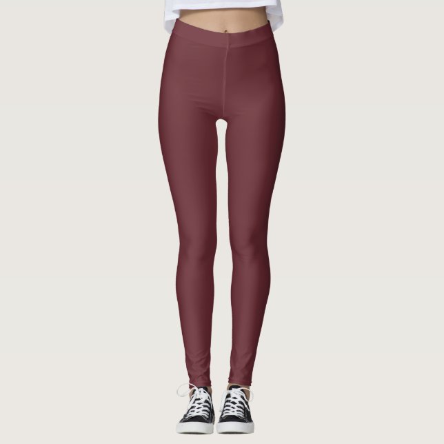 Legging Vinho Profundo Cor Sólido (Frente)