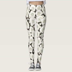 Legging Vintage 1902 Japonês Floral: Flor Branca Preta