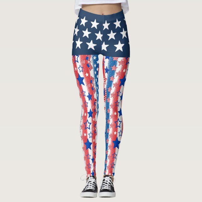 Legging Vintage Americana Patchwork Patriótico Boho  (Frente)