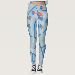 Legging Vintage Art Deco Jazz Pochoir Birds Animal Pattern