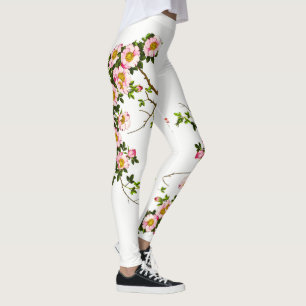 Legging Vintage - Blossomas de Cereja Japoneses, Rosa e Do