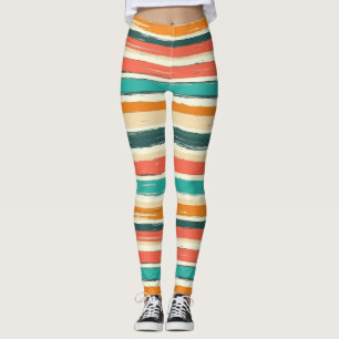 Legging Vintage Bohemian Watercolor Striped (3)