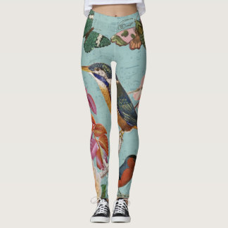 Legging Vintage, bonito borboleta de Verão, em flores