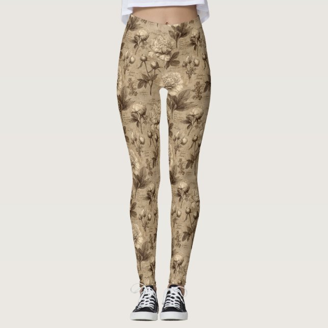 Legging Vintage Botanical Floral Pattern (1) (Frente)