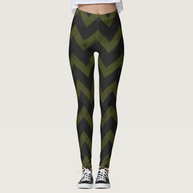 Legging Vintage chevron do exército da cinza escura (Frente)