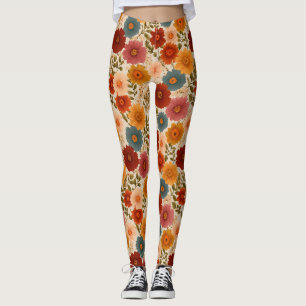 Legging Vintage Daisy Floral Patterno