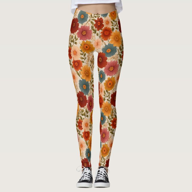 Legging Vintage Daisy Floral Patterno (Frente)