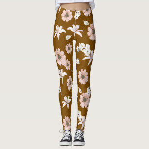 legging vintage de peônia floral