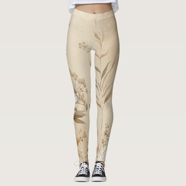 Legging Vintage Delicado Floral Botânico Boho (Frente)