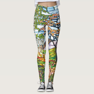 Legging Vintage do vitral de Tiffany do vidoeiro da íris