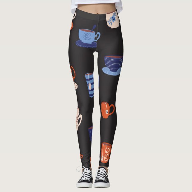 Legging Vintage Doodle Cups sem soleira (Frente)