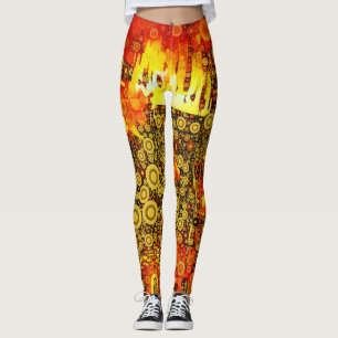 Legging Vintage Dourada Fire Abstrato