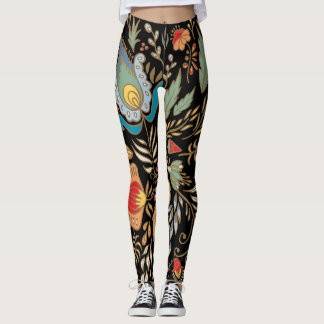 Legging Vintage Floral Doodle: Design Oriental.