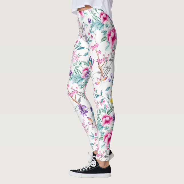 Legging Vintage Flower Garden Rainbow Button White (Esquerda)