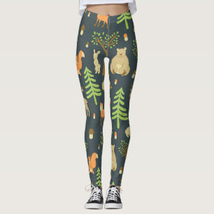Legging Vintage Forest Animal, Padrão Infantil.