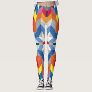 Legging Vintage Geométrico: Blocos de Cores Escandinavos