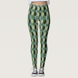 Legging Vintage Green Beige geometrics Rua padrão Patrick