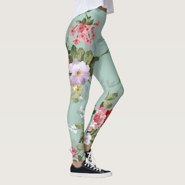 Legging Vintage Green Floral Design (Direita)