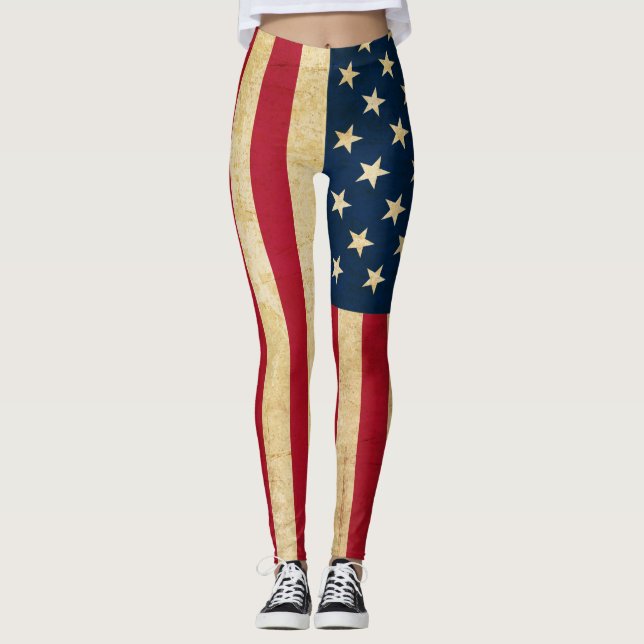 Legging Vintage Grunge American Flag (Frente)