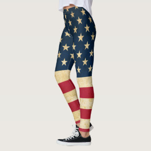 Legging Vintage Grunge Stylized American Flag