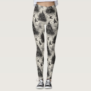 Legging Vintage Haunted House and Witch Toile Standard