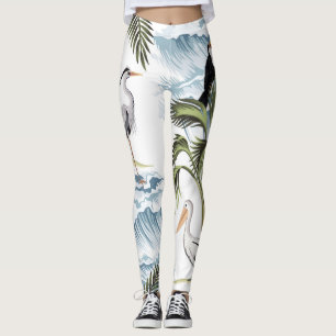Legging Vintage havaiana, padrão floral de verão.